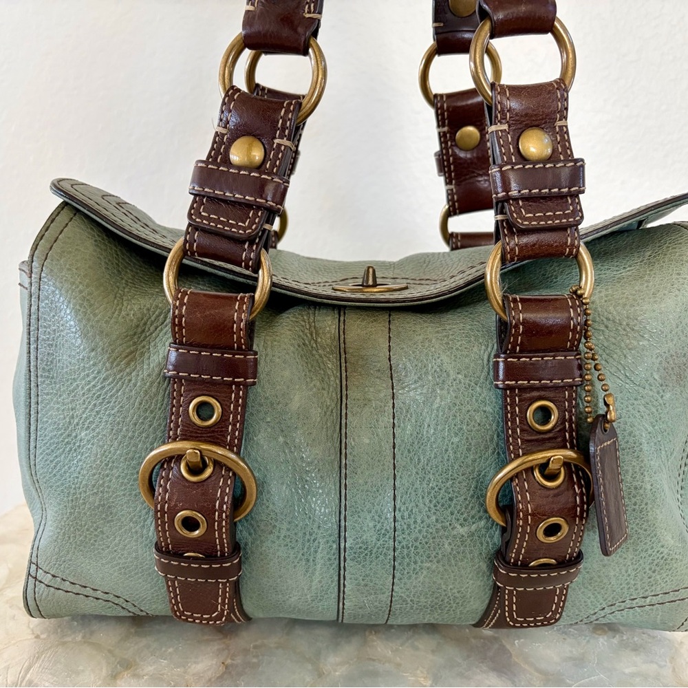 Authentic Coach Leather Shoulder Bag – Sage Green
